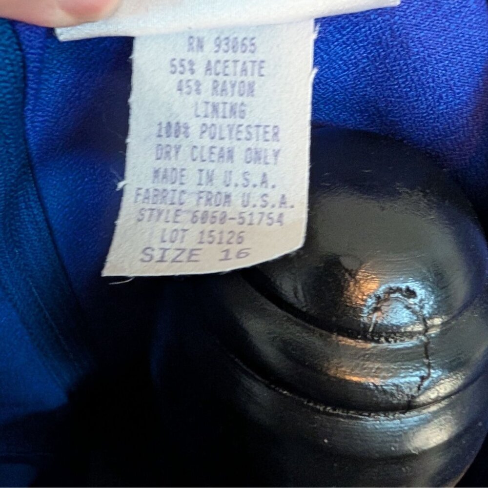 Vintage NWT Decade Designs Blue Long-Sleeve Dress - 16 - Made In USA‎ - Picture 5 of 5